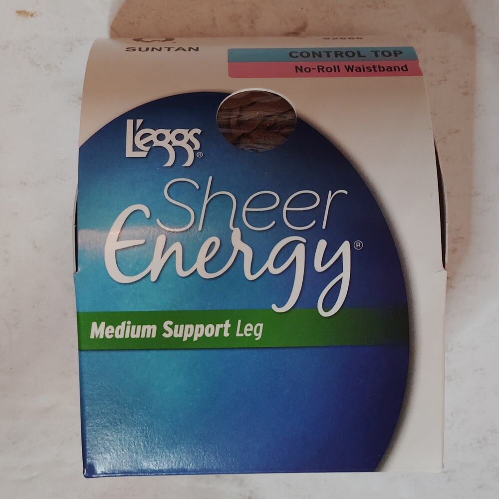 L'eggs Sheer Energy Control Top Pantyhose Suntan Q Medium Support Sheer Toe